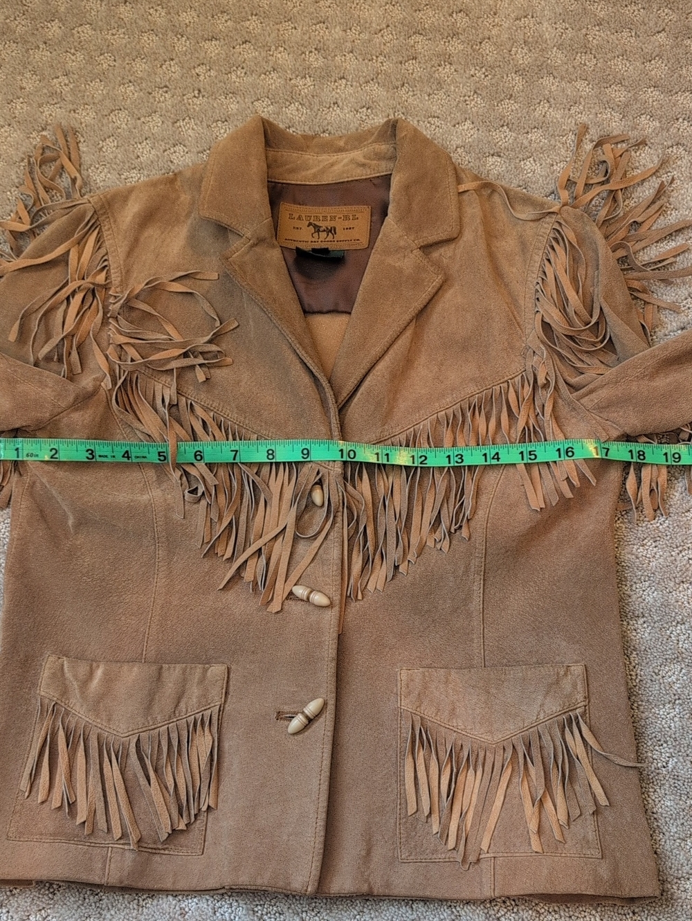 Vintage Ralph Lauren Tan Suede Fringe Leather Jacket - Picture 4 of 13